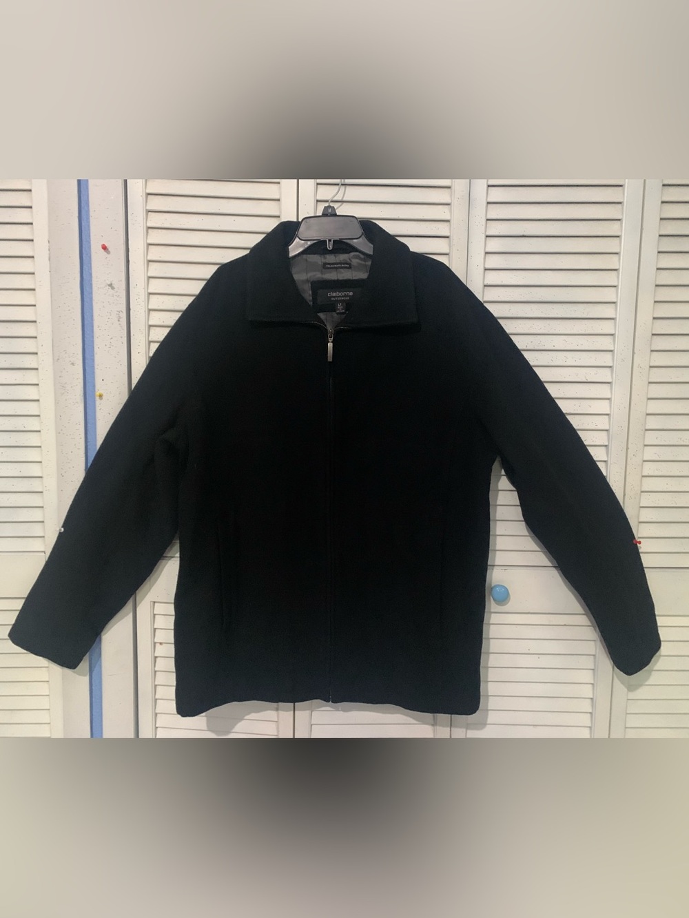 Claiborne Outerwear Mens Italian Wool Blend Full Zip Luxurious Jacket